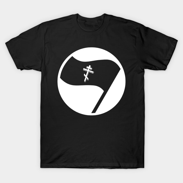 Christian Flag Black Orthodox Cross Antifa T-Shirt by thecamphillips